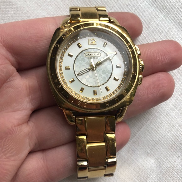 Gold and diamond accent coach watch - Picture 3 of 7